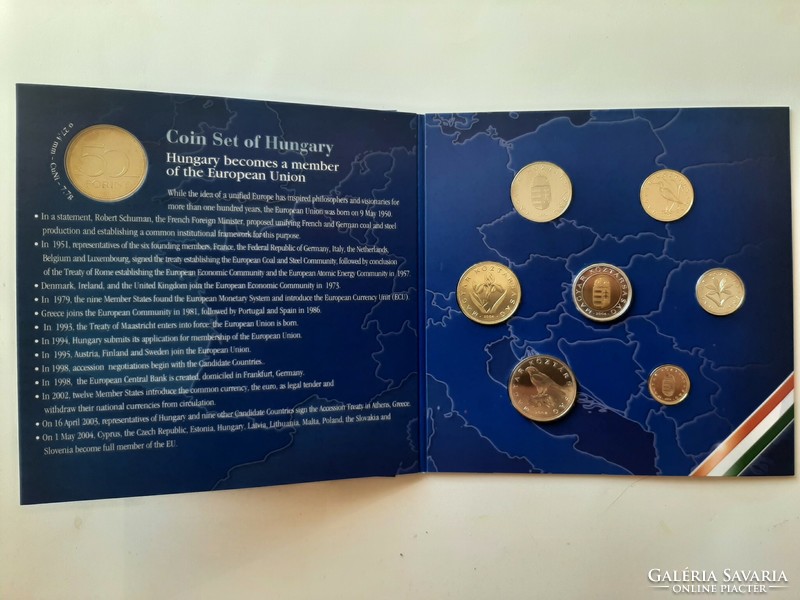Coins of Hungary 2004 EU membership in a decorative case circulation line