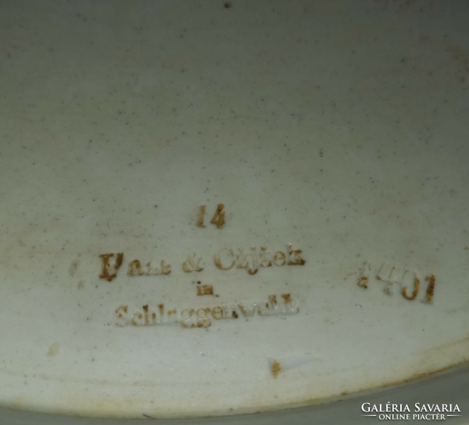 Haas & Czjzek in  Schlaggenwald antik kináló tál, tányér, tálca. Búzakalász ,kék búzavirágos