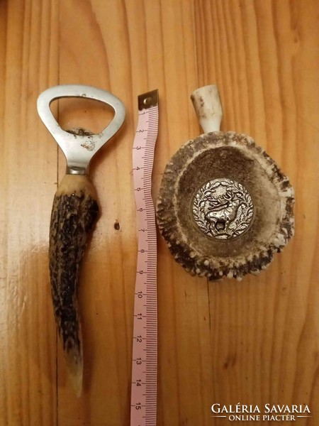 Antler beer opener, corkscrew and mini drink holder