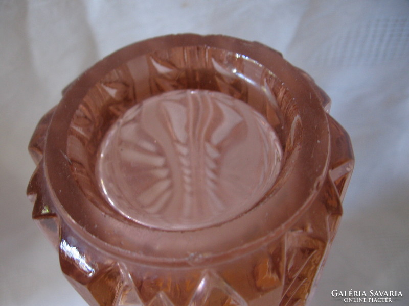 Retro art deco rózsaszín kristály váza