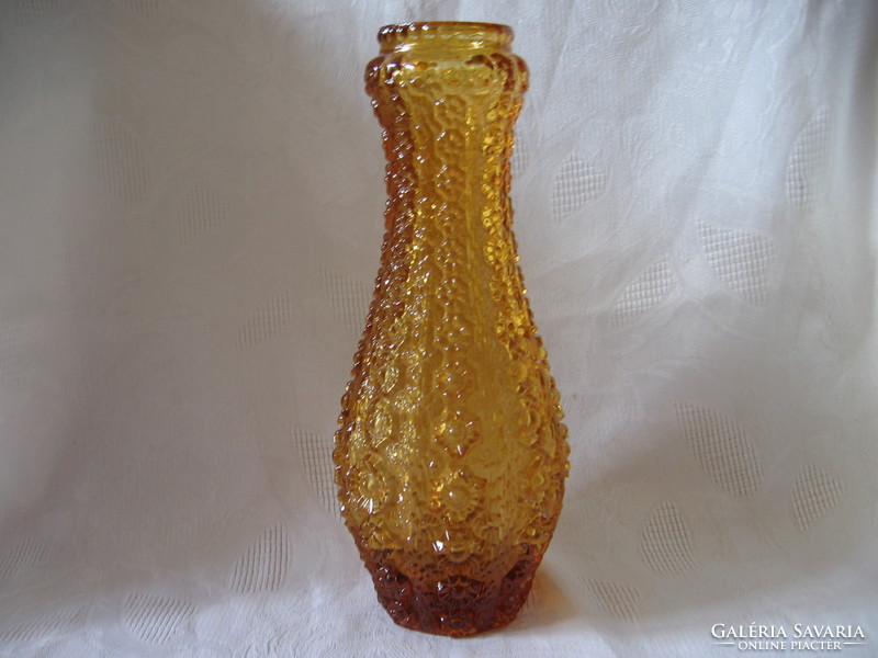 Retro amber glass flower vase