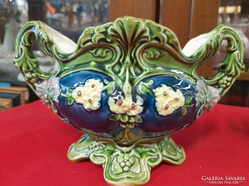 Old royal dux 1918-1939, majolica faience vase, centerpiece pair.
