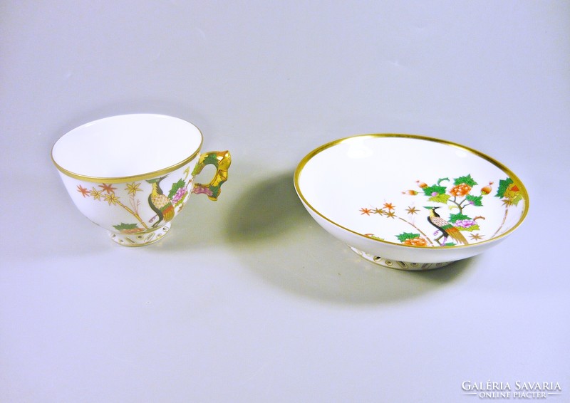 Herend, Chinese (grue) pattern hand-painted masterpiece porcelain coffee cup, saucer (b101)