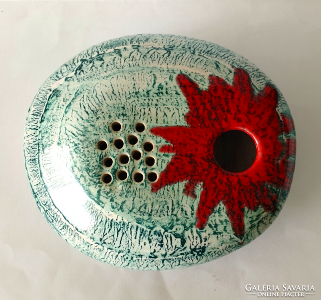 Retro large pebble-shaped industrial artist ceramic ikebana, flower arrangement