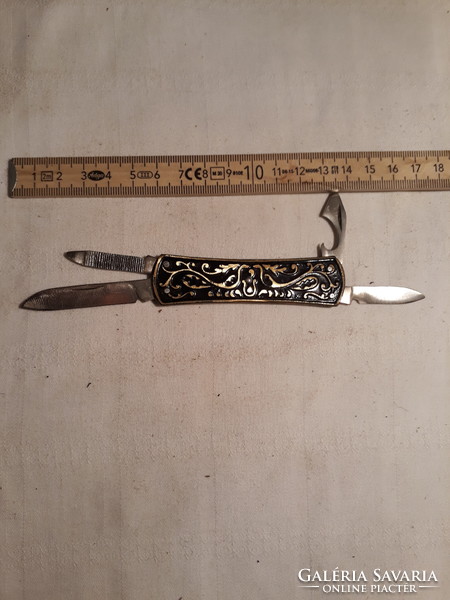 A nice pocket knife with a metal case, a knife