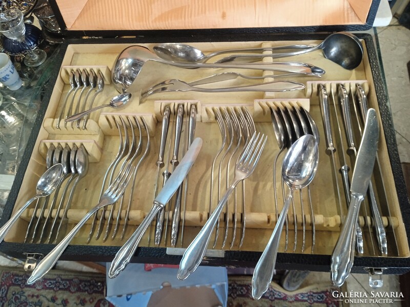Gowe aeterna complete 6-person alpaca cutlery set, in box.