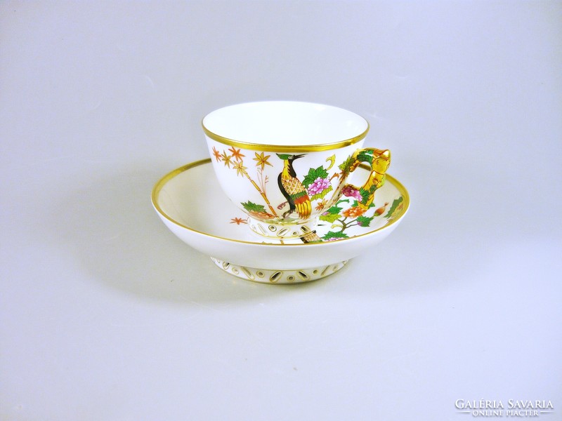 Herend, Chinese (grue) pattern hand-painted masterpiece porcelain coffee cup, saucer (b101)
