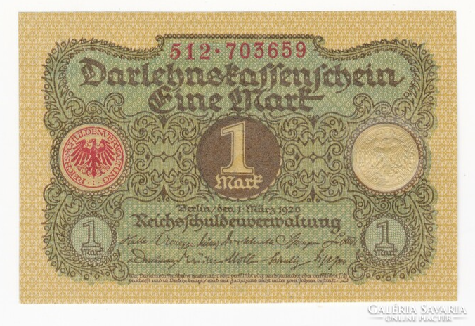 1 Márka Birodalmi Hitelkincstárjegy - Darlehenskassenschein 1920