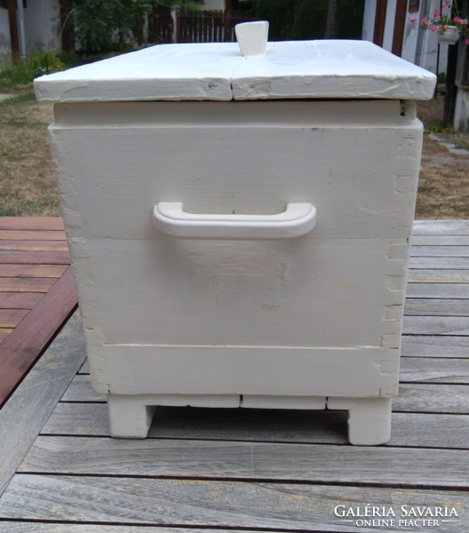 Unique toy chest for children, new decoupage technique, new white painting, old wooden chest renovated