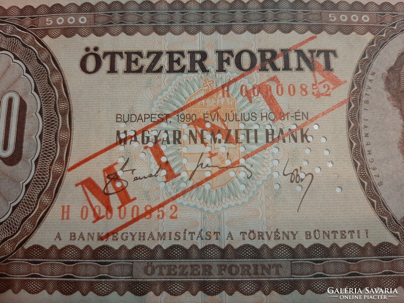 5000 forint bankjegy 1990  hMINTA alacsony sorszám " H "  UNC  RITKA!