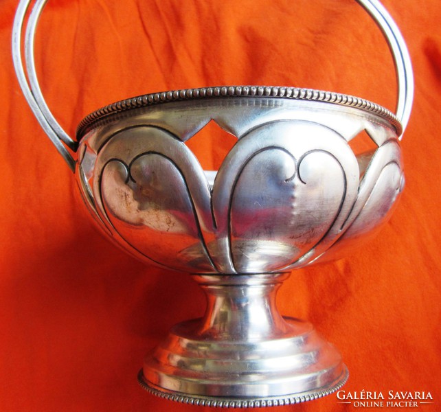 Old silver basket, marked, decorative piece, 20 cm high, diameter 12.5 cm, 287.7 gr