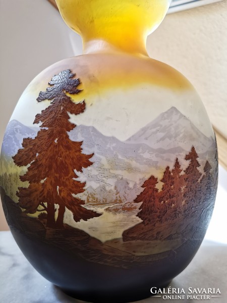 Large, rare, panoramic collar vase