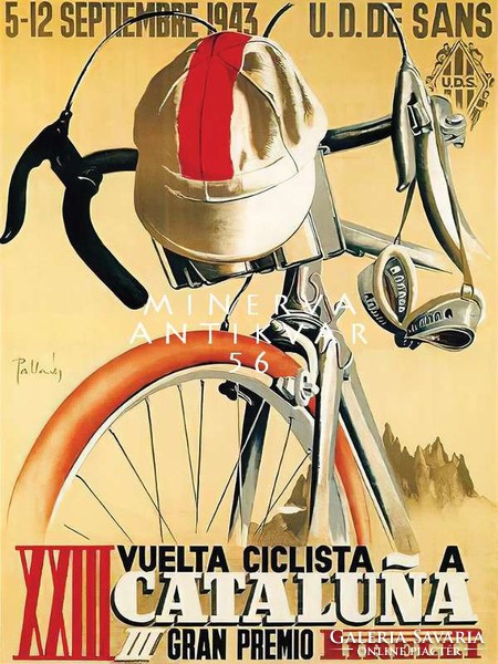 Vintage retro bicikli kerékpár verseny plakát reprint nyomat kormány sapka kerék fék szemüveg