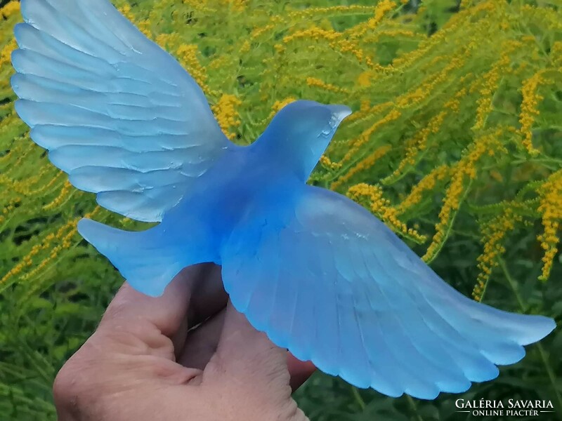 Blue bird of happiness glass sculpture