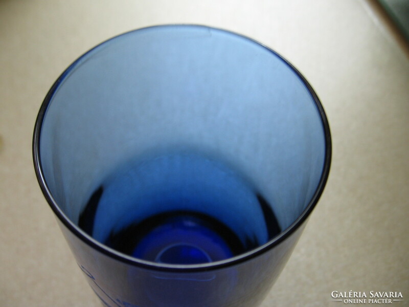 Cobalt blue zodiac, Sagittarius horoscope polished vase, glass