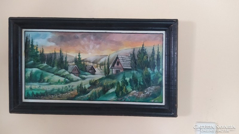 (K) beautiful landscape painting with Cyrillic signature in a 65x37 frame