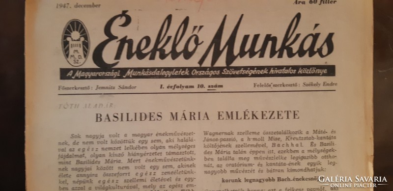 ÉNEKLŐ MUNKÁS  1947 -1948   4 DB