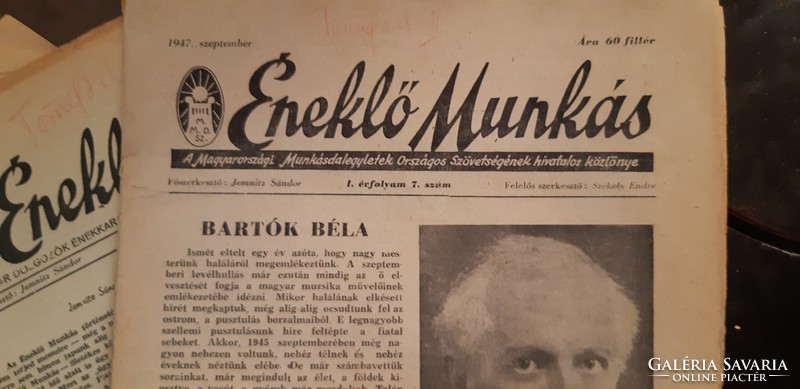 ÉNEKLŐ MUNKÁS  1947 -1948   4 DB