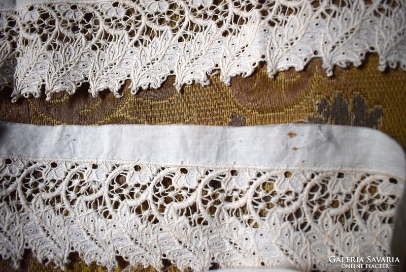Antik szecessziós csipke ruha dísz fodor  szegély 126cm  kézimunka