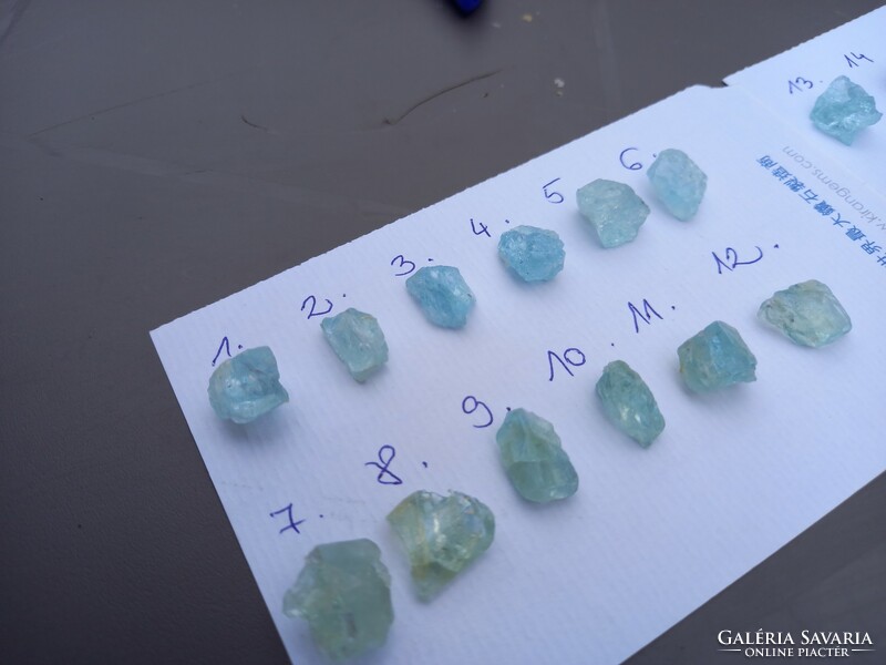 Aquamarine raw gemstones of top quality approx. 5-8 carats