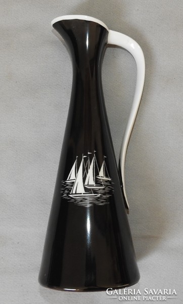 Metzler & Ortloff Sailboats with Pattern - Marked - Old German Vase or Carafe with Handle