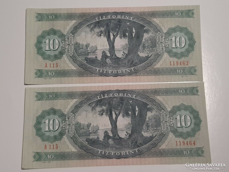 10 HUF banknote 1975 a 115 2 serial numbers unc