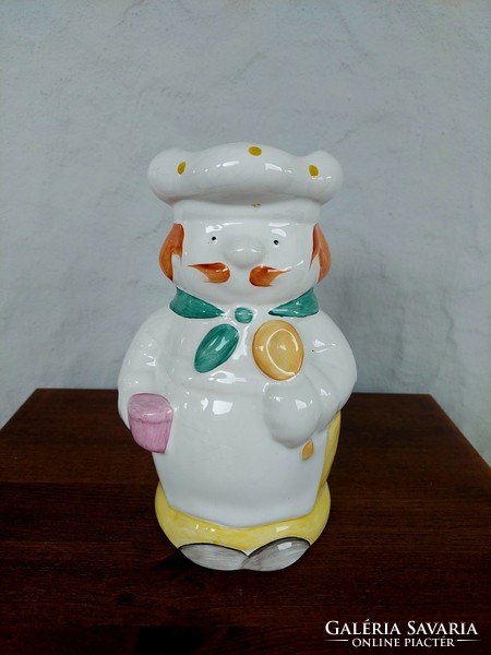 Ceramic chef-shaped wooden spoon holder, cutlery holder, holder, 18 cm high, hand painted