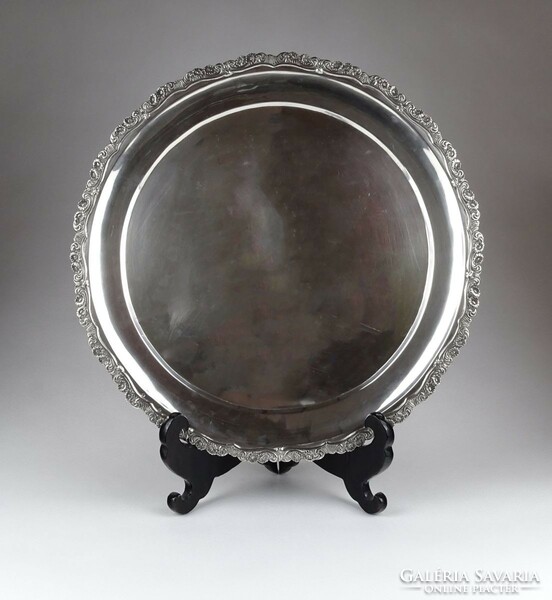 1J416 old round 800 silver tray 888 g