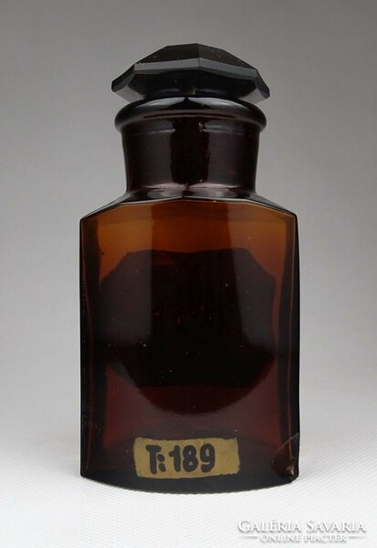 1I797 Régi barna gyógyszertári patika üveg 13.5 cm