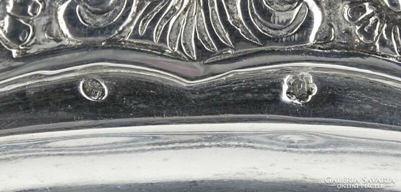 1J416 old round 800 silver tray 888 g