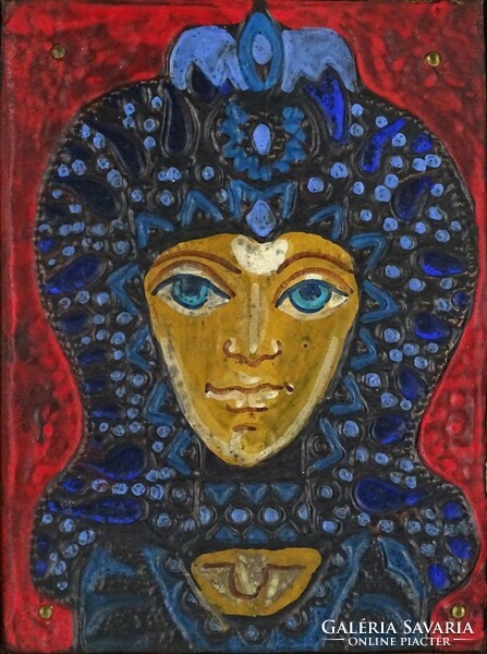 1F508 painted copper sheet relief matyó woman