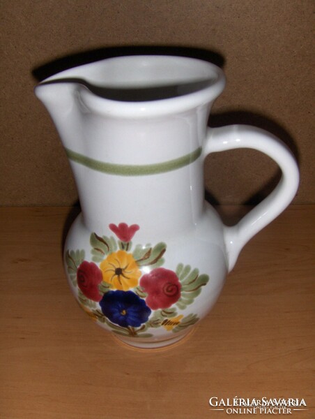 Flower pattern glazed ceramic jug 19.5 cm (7/d)