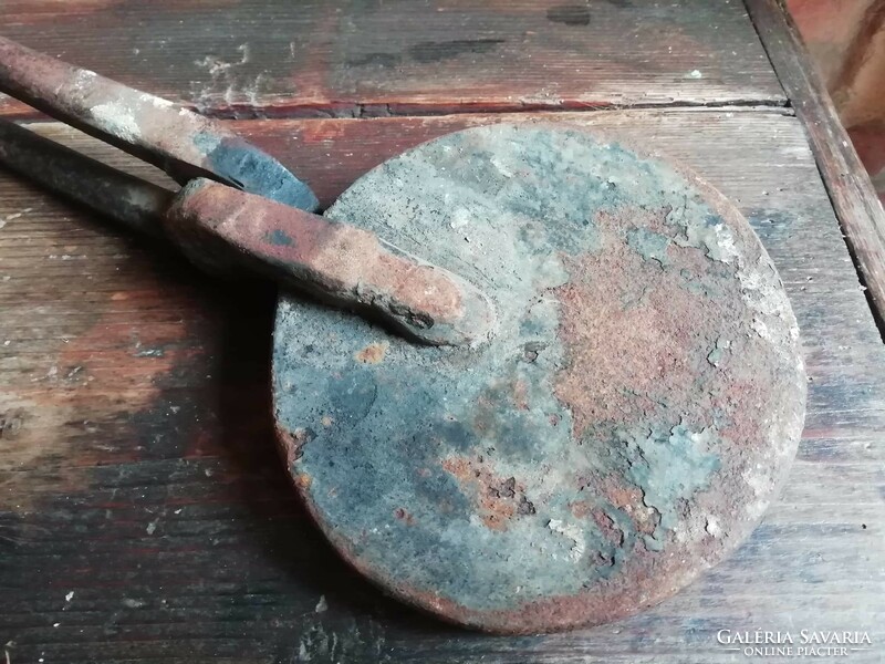 Wafer oven, church wafer oven marked, dated 1898, monogrammed wrought iron piece