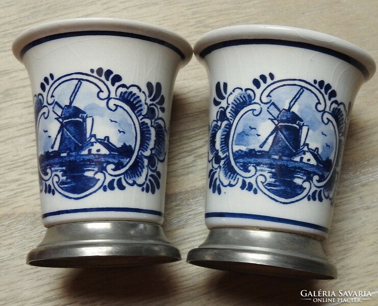 A pair of hand-painted Dutch cup glasses based on Wmf