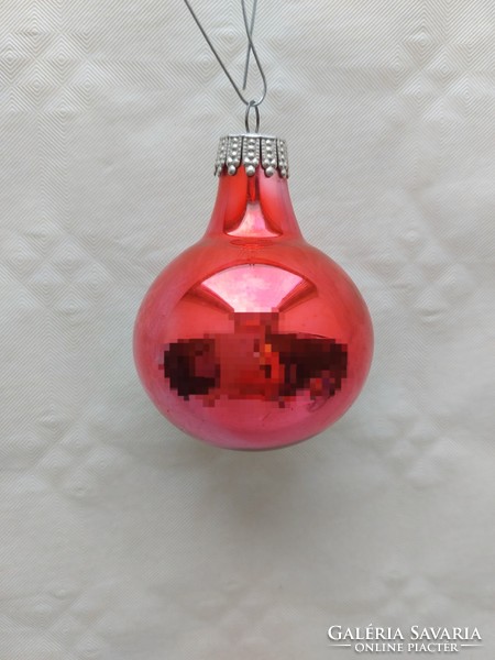 Retro üveg karácsonyfadísz behúzott gömb üvegdísz