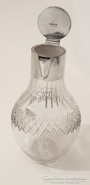 James Dixon & Son art deco ezüstözött szerelékű dekanter,dekantáló, kancsó,kiöntő, karaffa