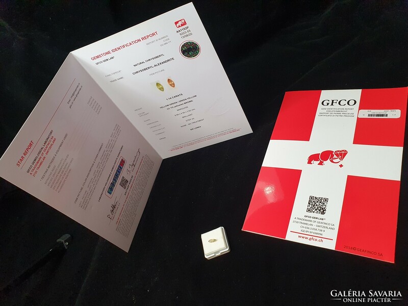 Alexandrit drágakő 1.14ct - Svájci GFCO teljeskörű QR kódos certifikációval