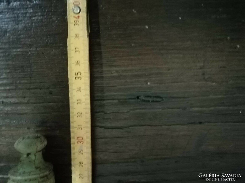 Worn turned folk towel rack, beautiful greenish color from the beginning of the 20th century