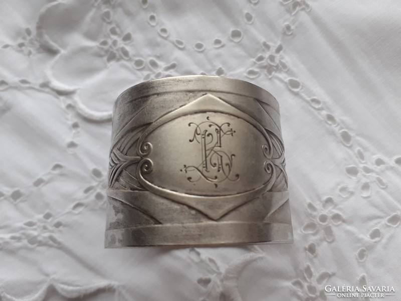 Old metal napkin ring vintage alpaca monogrammed napkin holder 1 pc