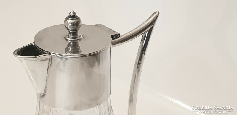 James Dixon & Son art deco ezüstözött szerelékű dekanter,dekantáló, kancsó,kiöntő, karaffa