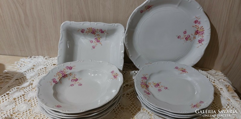 Zsolnay, beautiful floral porcelain, incomplete tableware