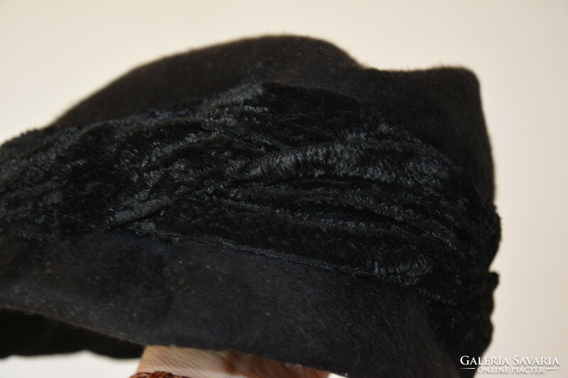 Art deco black posto velvet ribbon women's hat accessory theater