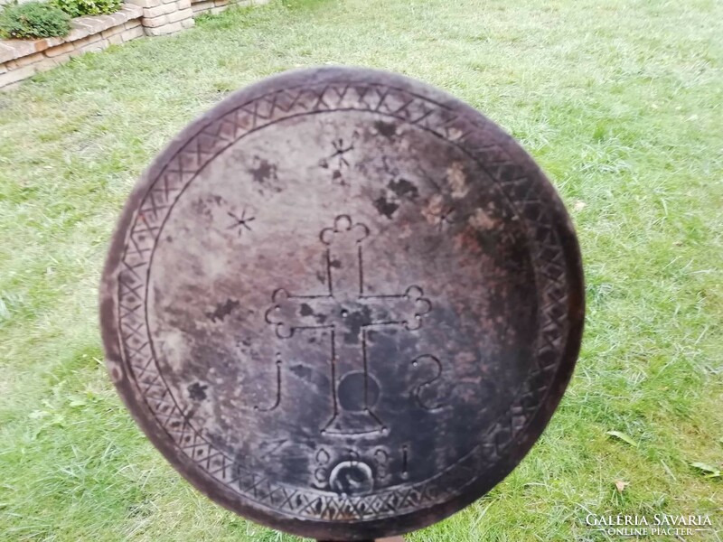 Wafer oven, church wafer oven marked, dated 1898, monogrammed wrought iron piece