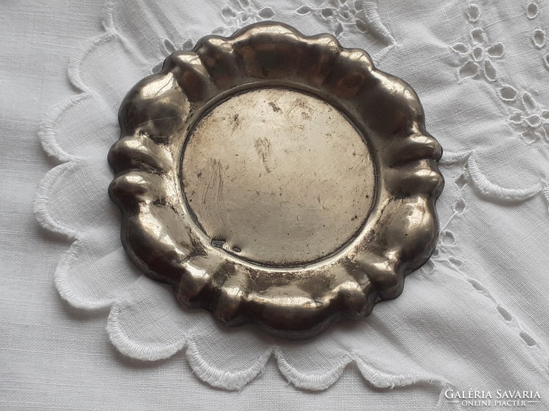 Old mini alpaca plate vintage metal ring holder decorative plate coaster 2 pcs