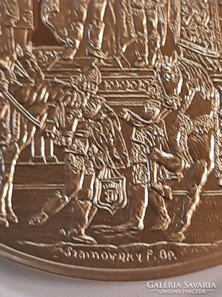 József Ferenc coronation commemorative medal 1892 gilded copper replica pp