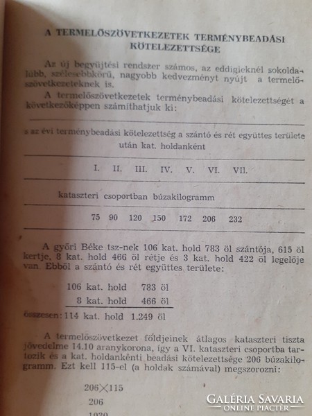 Régi könyv 1954 A begyűjtés többéves rendszere beadás leadás törvénye