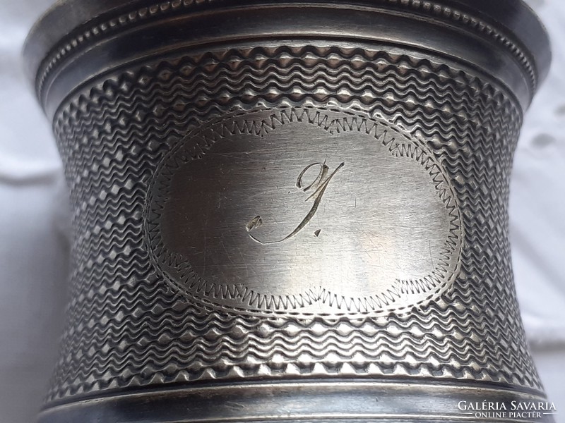 Régi fém szalvétagyűrű vintage alpakka monogramos szalvétatartó 1 db