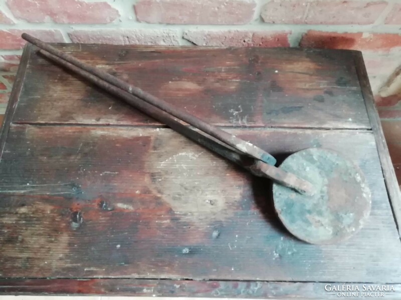 Wafer oven, church wafer oven marked, dated 1898, monogrammed wrought iron piece