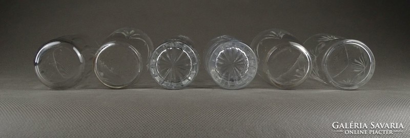 1K126 Régi vegyes csiszoltüveg vizes pohár készlet 6 darab