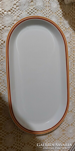 Alföldi porcelain yellow brown striped serving bowl, large size, nostalgia piece